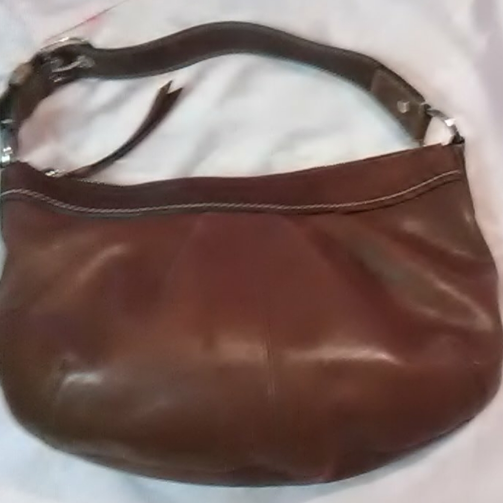Brown leather medium size coach purse